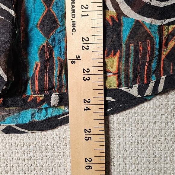 Chicos Sheer Button Up Top Large Abstract Print - Picture 7 of 10